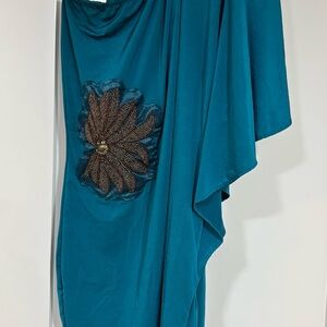 Arden B Teal Mini Dress with Floral Accent